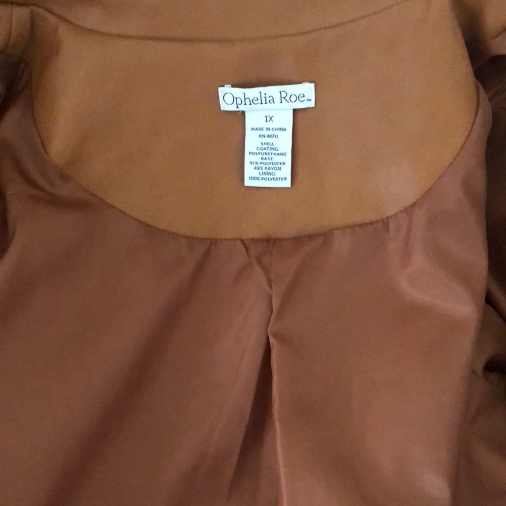 Gorgeous 1X Butter Soft Faux Leather Blazer terra-cotta/caramel colour NWT - Picture 3 of 9